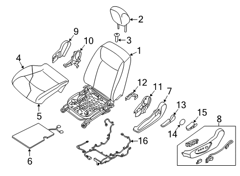 Finisher Assy-Cushion,Front Seat LH Diagram for 87380-5SA5B