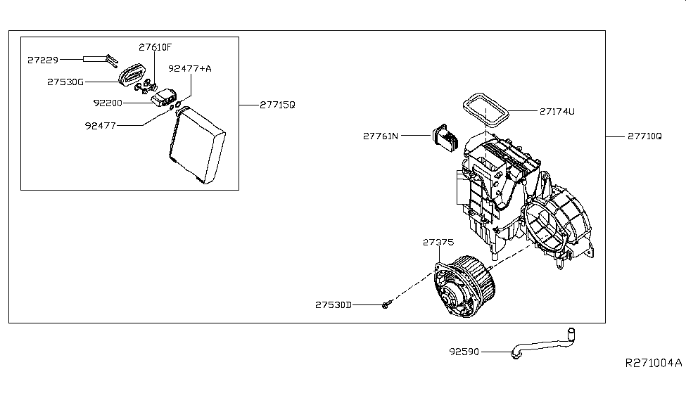 Nissan 27410-3JV0A Evaporator Assy-Cooler