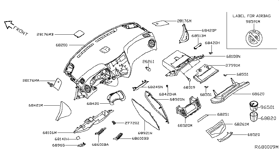 Nissan 68510-3KY0B Panel-Instrument LOWR, Assist