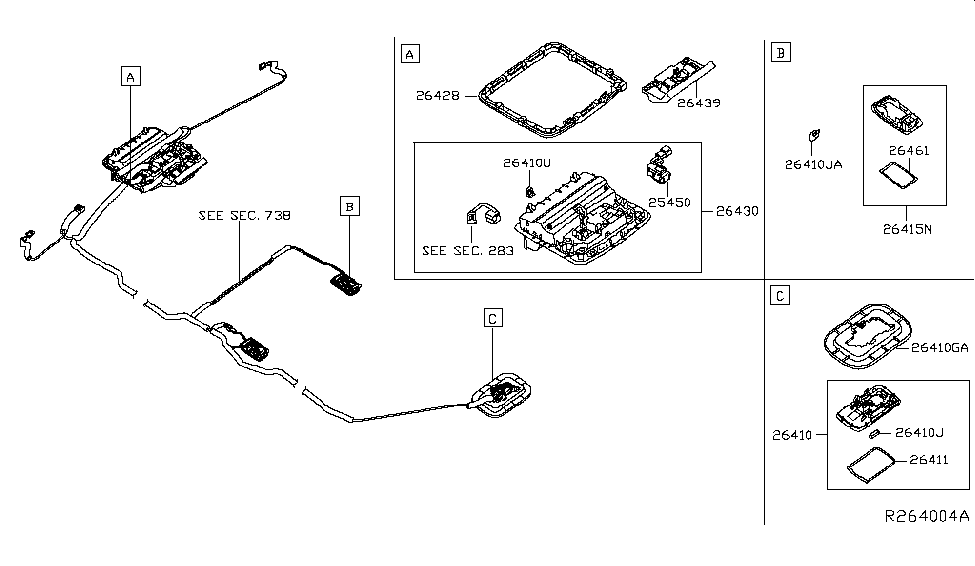 Nissan 26430-4GA1B Map Lamp Assy