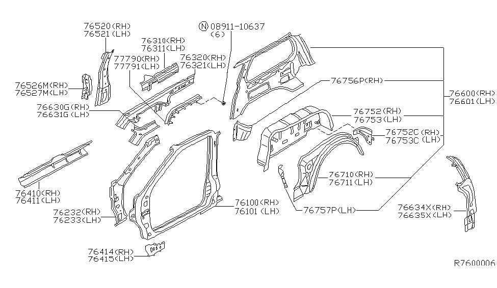 Nissan 76751-2Z530 Wheel House Rear LH