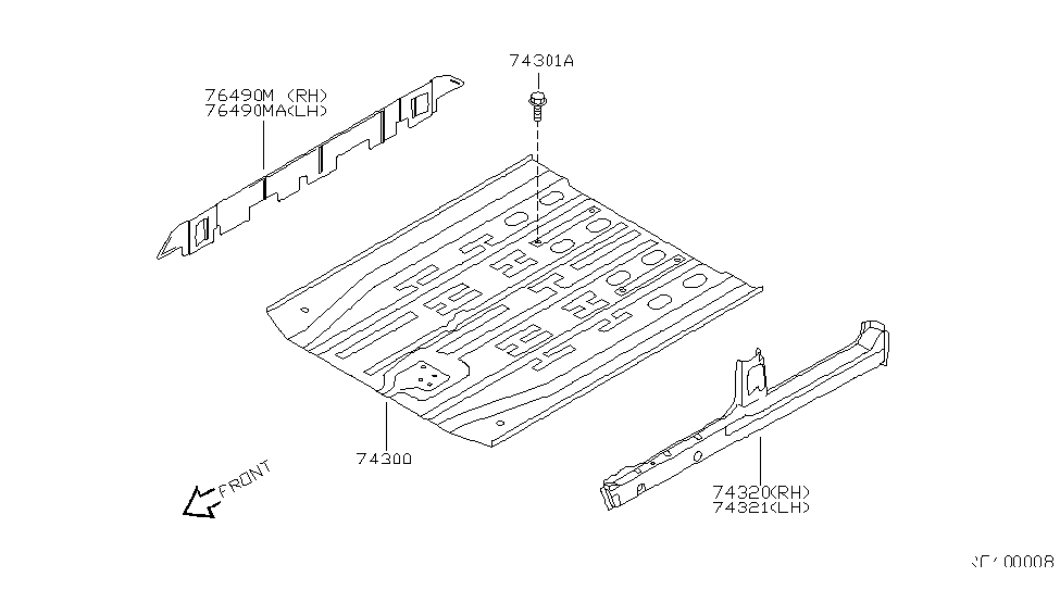 Nissan 74300-7B033 Floor Front