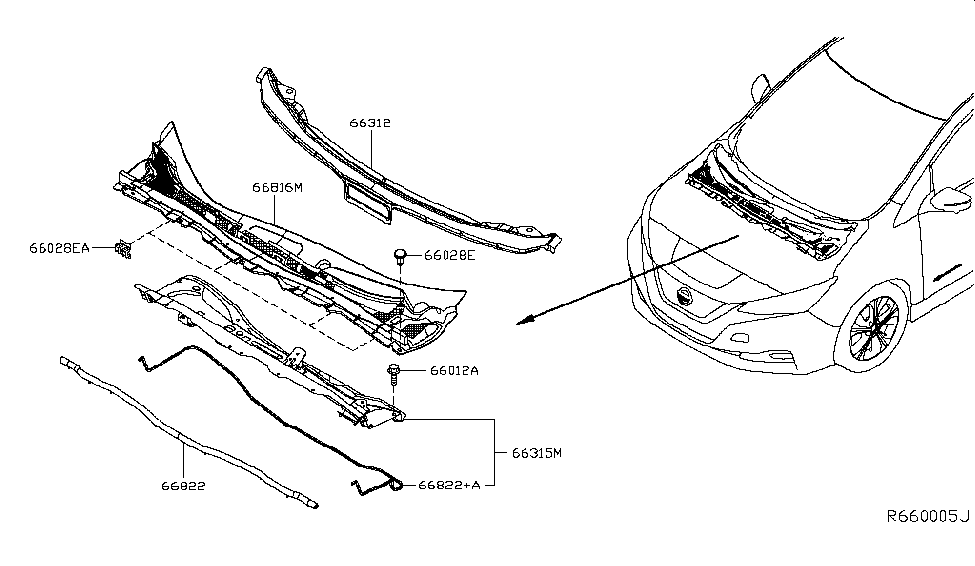 Nissan 66830-3NF0A Seal-Hood