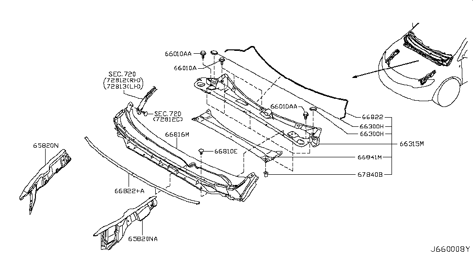 Nissan 66891-1AA0A Insulator-Cowl Top