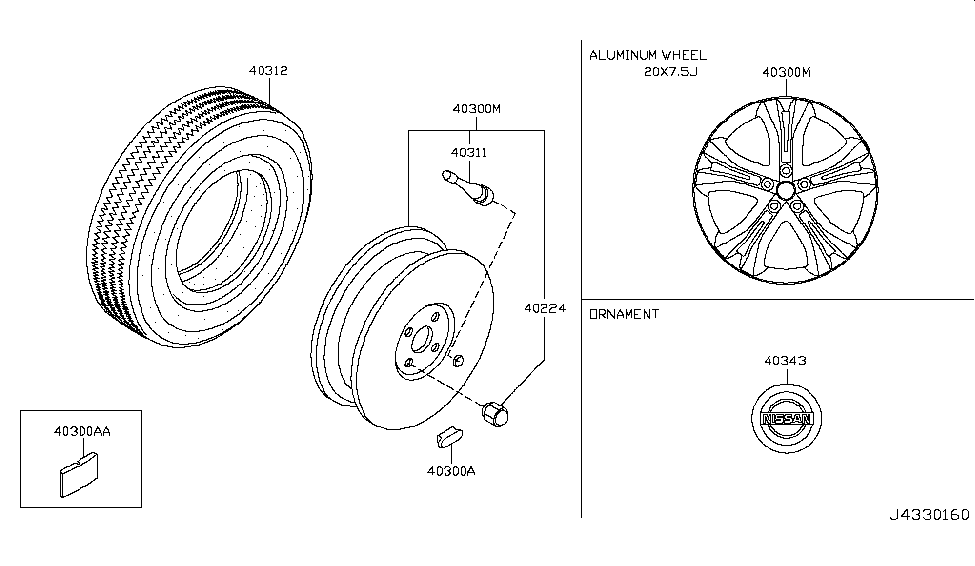 D0300-1AA4A | Genuine Nissan #D0300-1AA4A ALUMINUM WHEEL