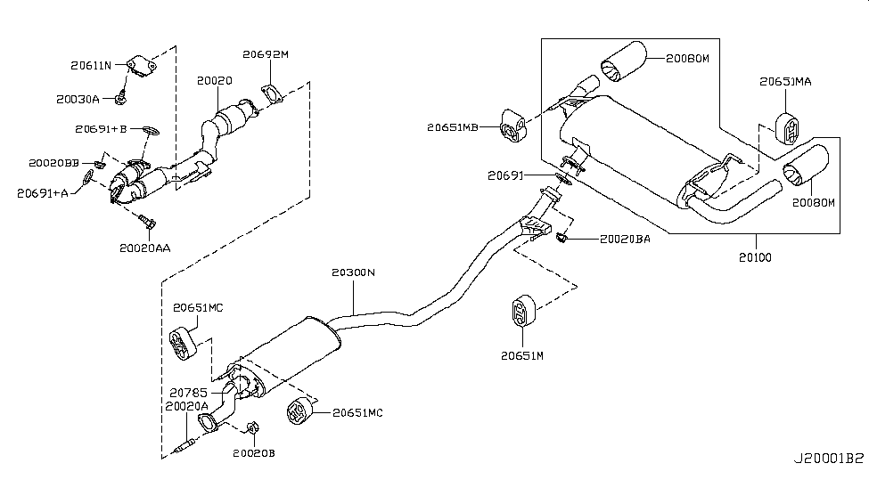 2010 Nissan Murano Suv Exhaust Tube And Muffler Nissan Parts Deal 0934