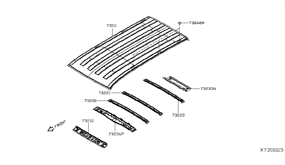 Nissan G3233-3LMMC Rail Front Roof