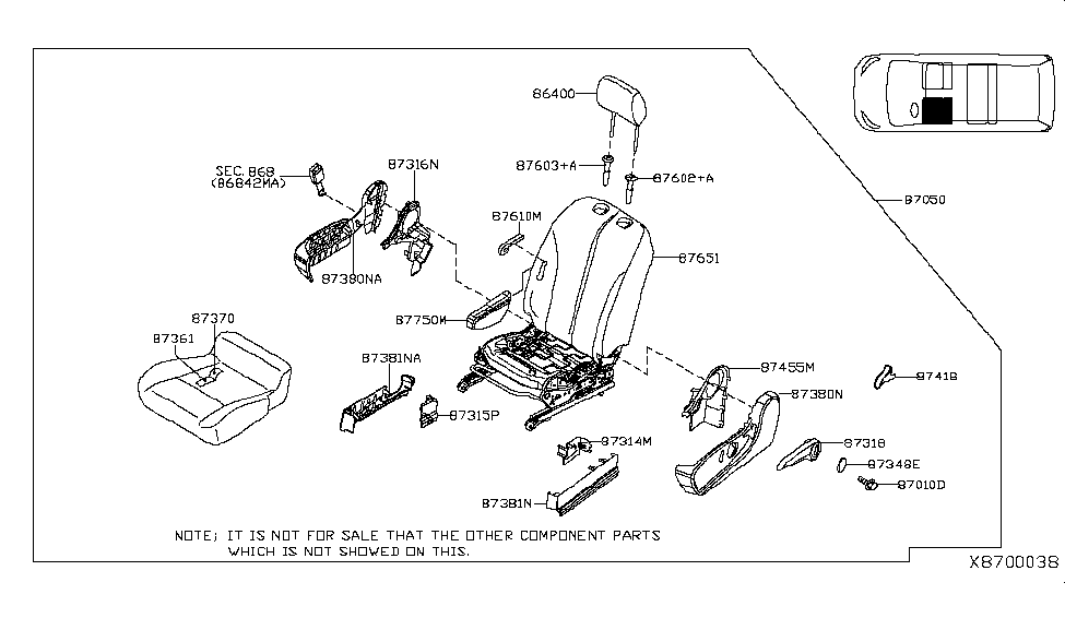 Nissan 87050-3LM0A Seat-Front LH