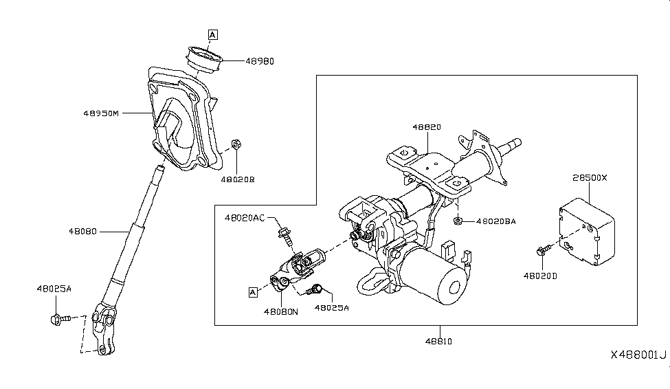 Nissan 48070-3LM0A Joint Assembly Steering Column Upper