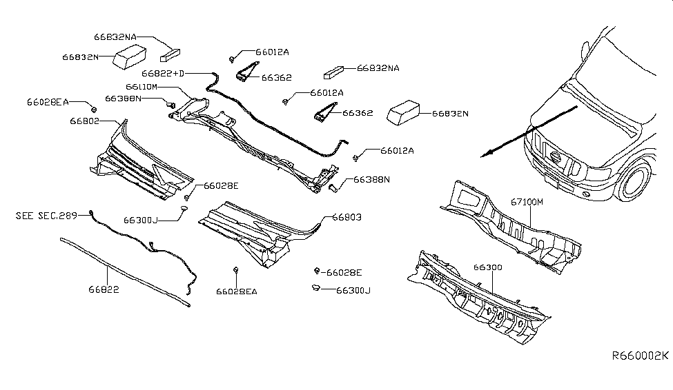 Nissan 66315-1PA0B Extension COWL Top