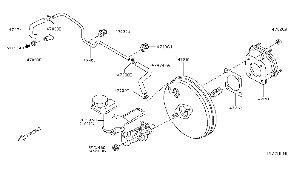 Nissan 47471-JG010 Hose-Booster