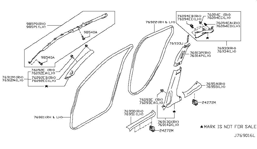 Nissan 76923-1KA1B Welt-Body Side,Rear RH