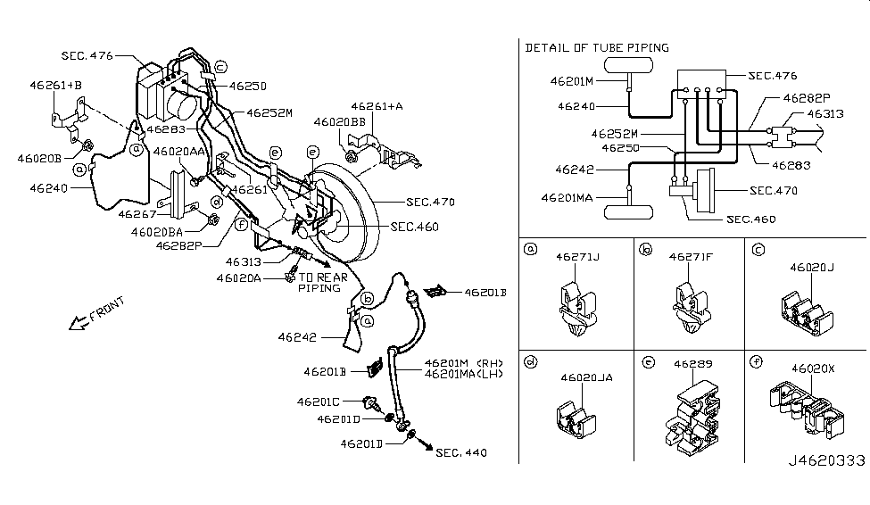 Nissan 46282-3YM1A Tube Assy-Brake,Actuator To Rear