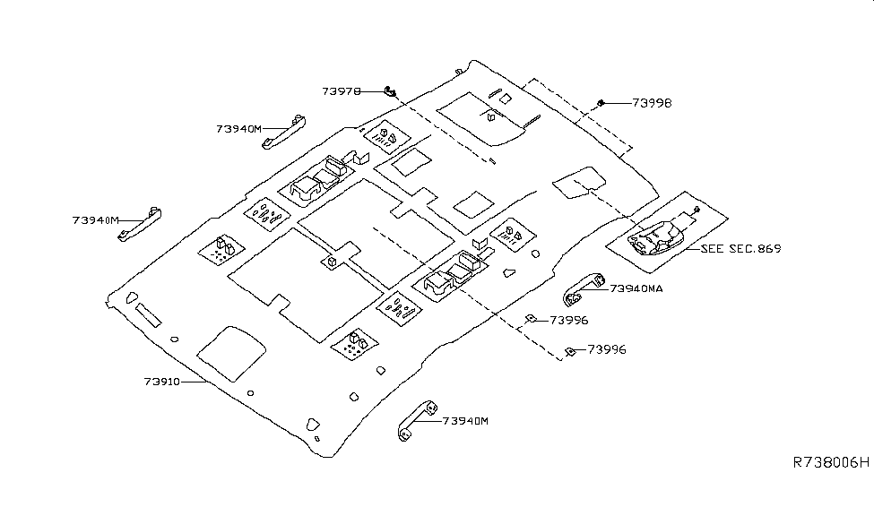 Nissan 73910-5AA0A Cloth Assy-Headlining