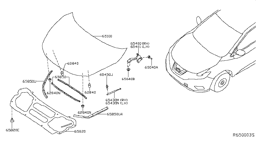 Nissan 65820-5AA0A Seal-Hood Front