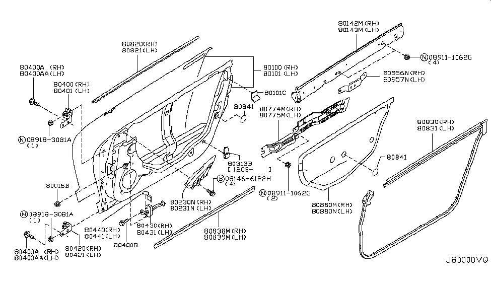 Nissan 80231-JF00A Corner Piece-Front Door,LH