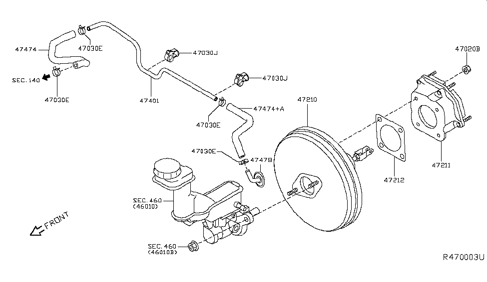 Nissan 47401-5HA0A Tube-Booster To Tank