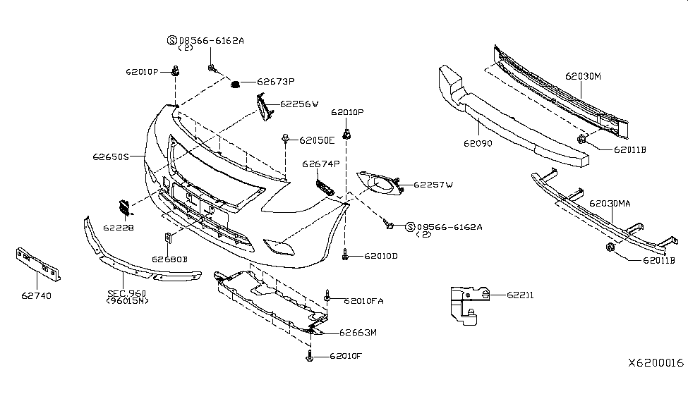 Nissan 62032-3BA1A ARMATURE Assembly Front Bumper