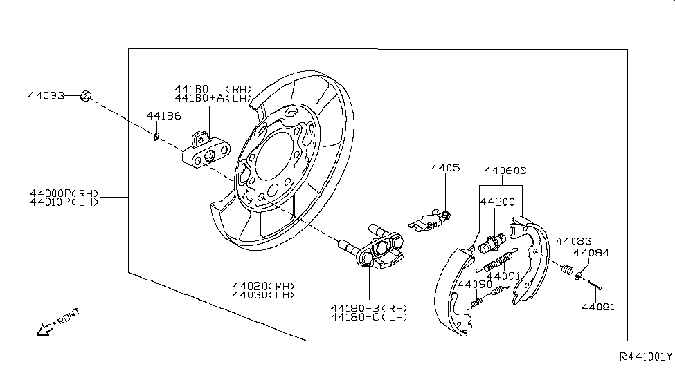 Nissan 44000-EA08B Brake Assembly-Parking Rear RH