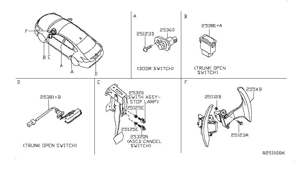 Nissan 25380-1BA1A Switch Assy-Trunk Opener