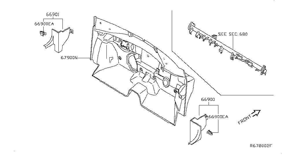 Nissan 67900-9HS0A Insulator-Dash Lower