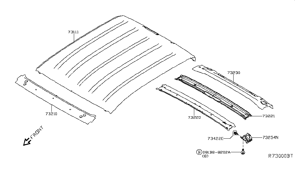 Nissan G3249-EZ0MA Bracket-Roof Bow,1st