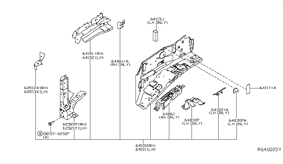 Nissan 64100-EZ10A Hoodledge Assy-RH