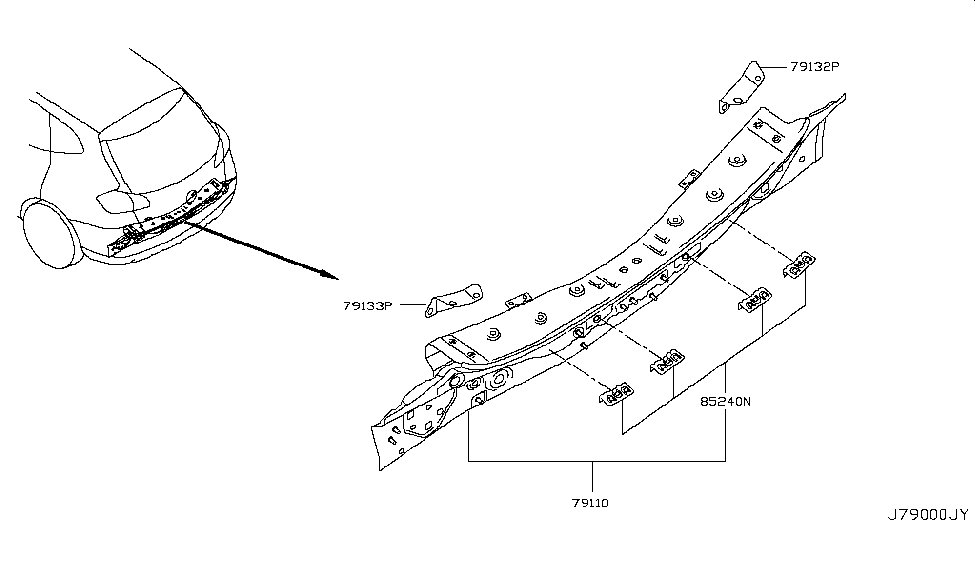 Nissan G9133-4CLMA Bracket-Rear Panel Reinforce,LH