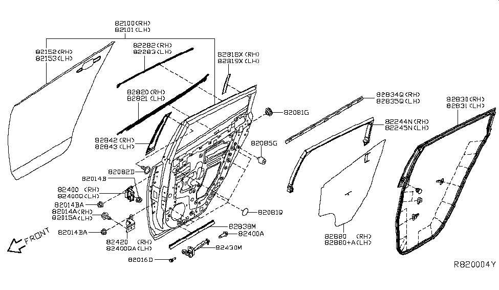 Nissan 82831-3NF0A WEATHERSTRIP-Rear RH