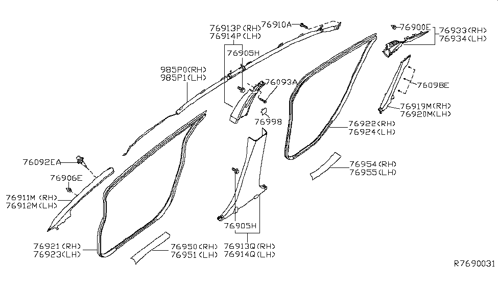 Nissan 76924-3SG0A Welt-Body Side,Rear LH