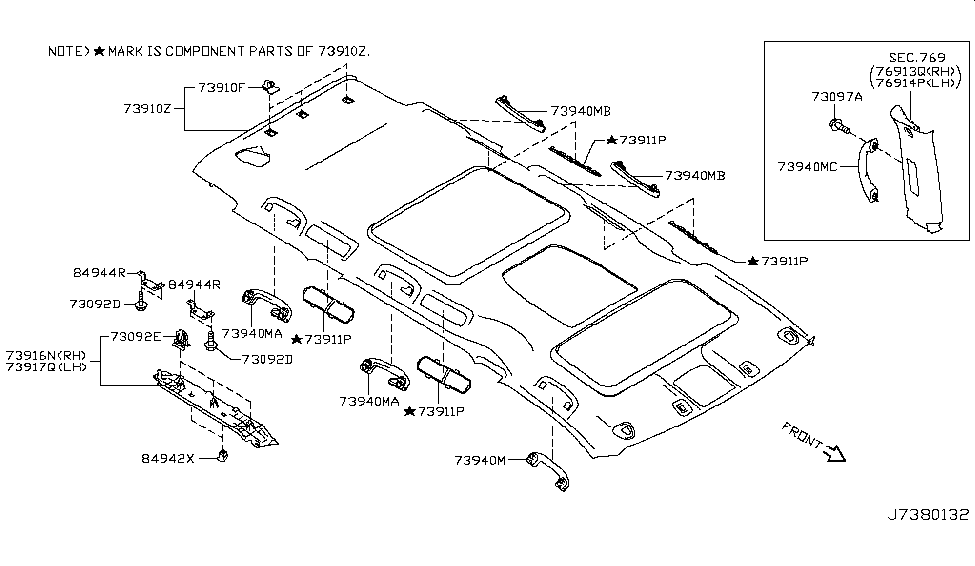 Nissan 73940-1JA0A Grip Assembly-Assist