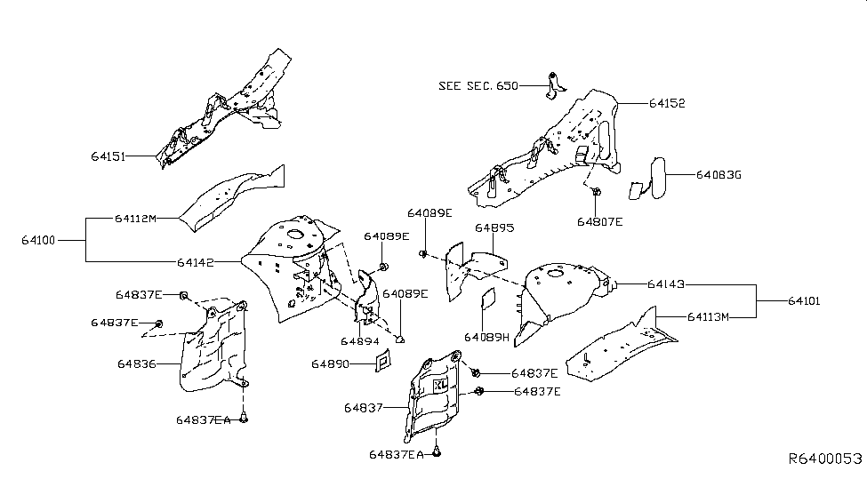 Nissan F4140-4RAMA Hoodledge-Lower,Rear RH