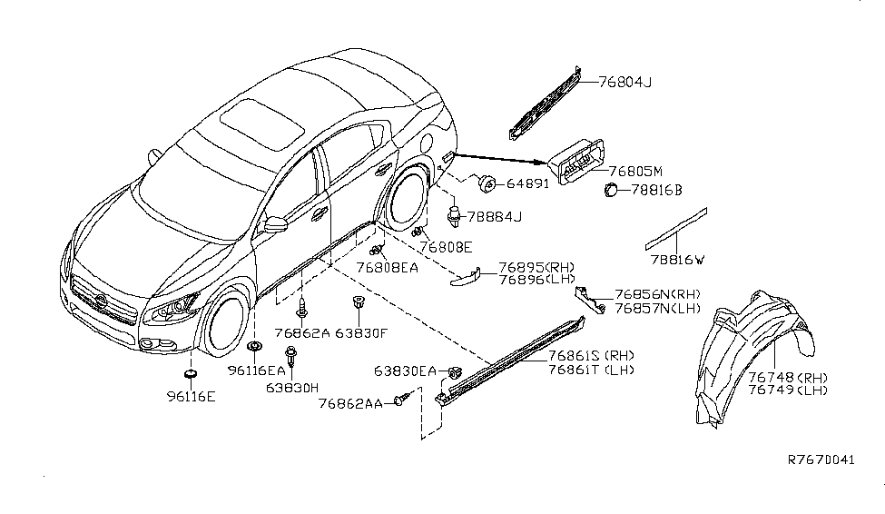 2009 Nissan Maxima Body Side Fitting - Nissan Parts Deal