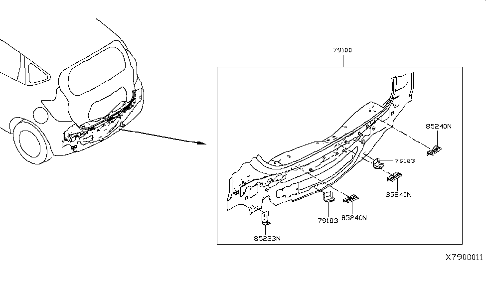 Nissan 85222-3WC1A Bracket-Rear Bumper Side,LH