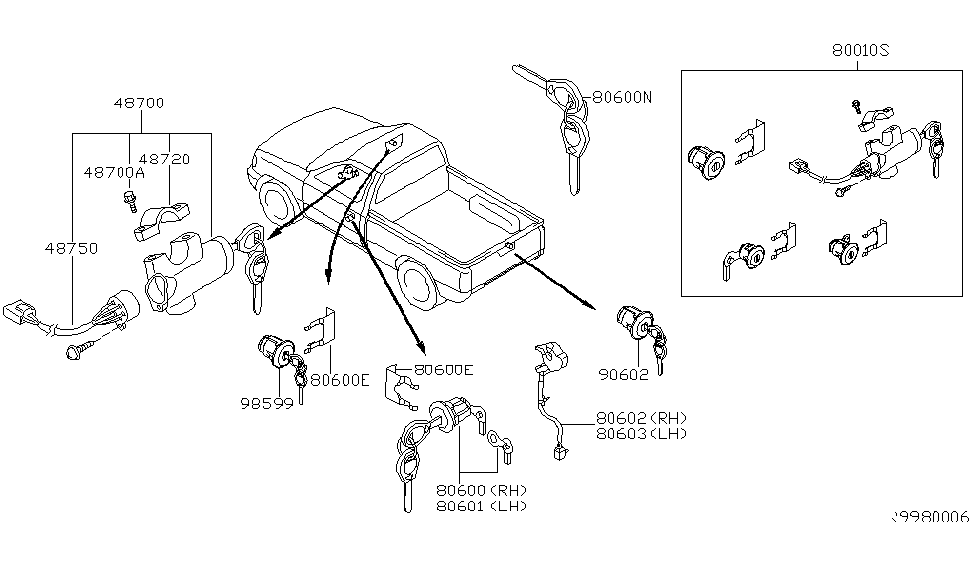 Nissan H0602-3S500 Switch Assy-Door Lock,RH