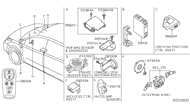 2005 Nissan Quest Sensor-Side Air Bag Center Diagram for 98820-5Z024