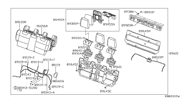 2009 Nissan Quest Cover Arm-3RD Seat Cushion Diagram for 89445-ZM10A