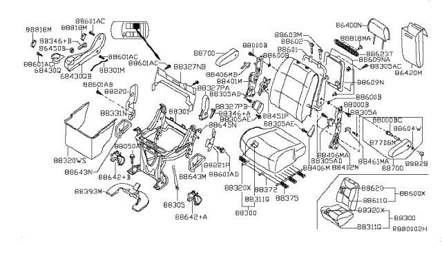 2007 Nissan Quest Cup Holder Assembly Diagram for 88337-ZM10A