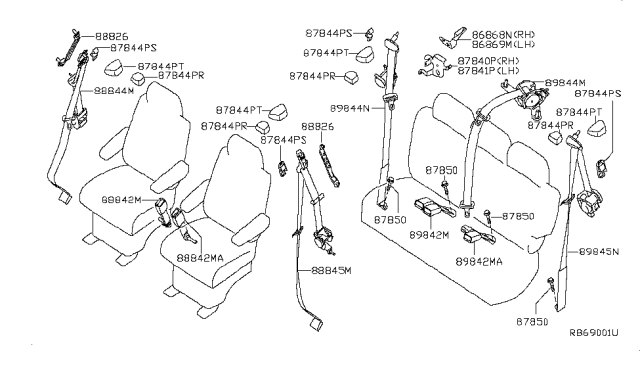2010 Nissan Quest Bracket Assembly-Shoulder Belt,LH Diagram for 77681-5Z000