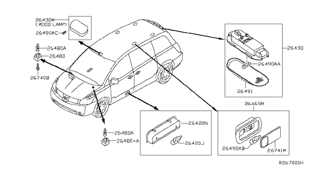 2008 Nissan Quest Lamp Assy-Personal Diagram for 26465-ZM70A