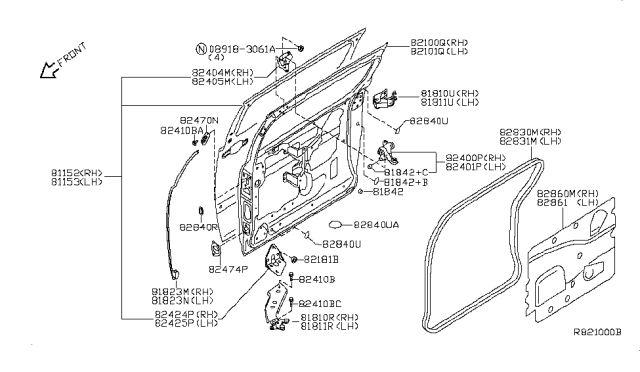 2009 Nissan Quest Slide Door Panel & Fitting Diagram 2