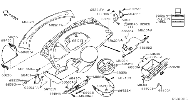 2005 Nissan Quest Instrument Panel,Pad & Cluster Lid Diagram 5