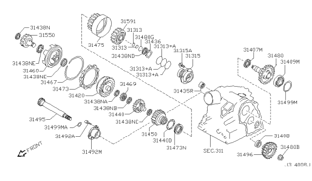 2005 Nissan Quest Governor,Power Train & Planetary Gear Diagram 1