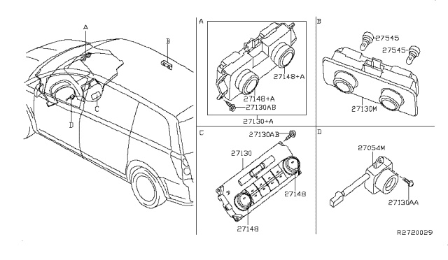 2008 Nissan Quest Control Assembly-Rear Diagram for 27501-ZM71B
