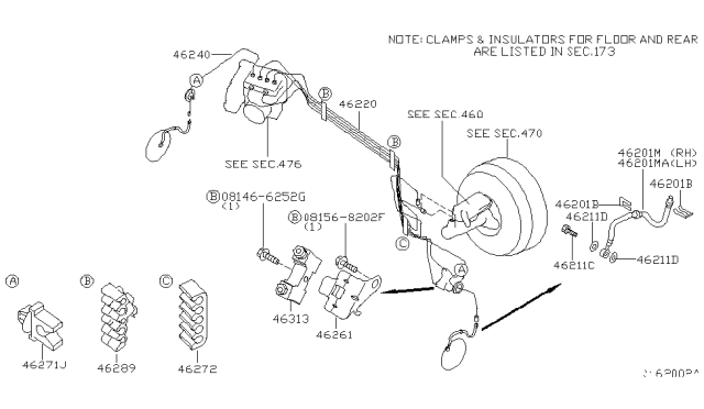 2009 Nissan Quest Tube Assembly-Brake,Front R Diagram for 46240-ZM70A