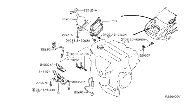 2004 Nissan Quest Engine Control Module Diagram for 23710-CK005