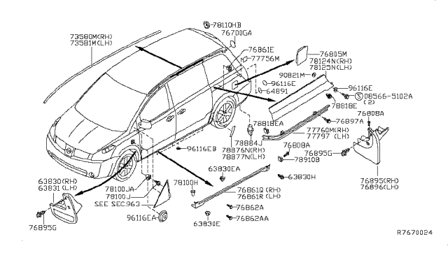 2008 Nissan Quest Cover-Hole Diagram for 74849-4B00A