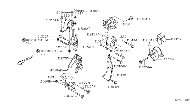 2006 Nissan Quest Engine & Transmission Mounting Diagram 2