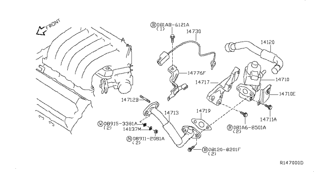 2008 Nissan Quest EGR Parts Diagram