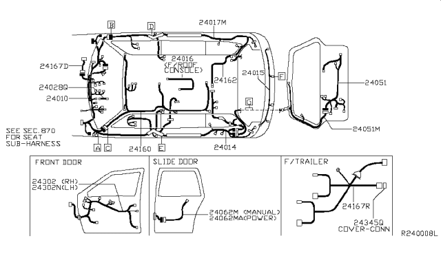 2007 Nissan Quest Harness Assembly-Body Diagram for 24014-ZS71D